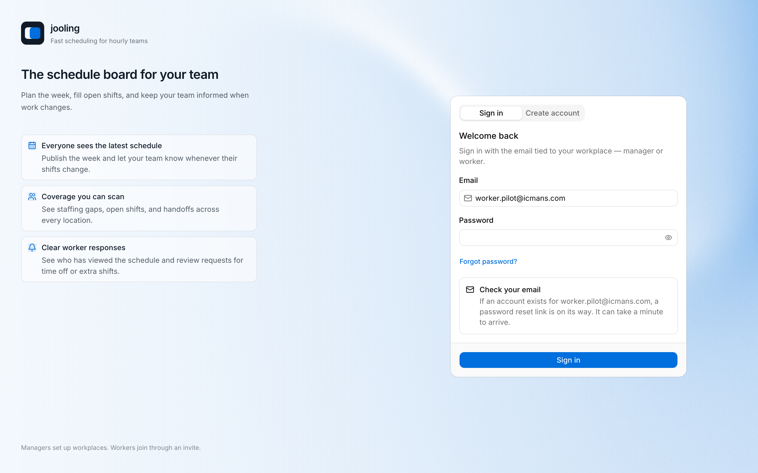 Password reset confirmation